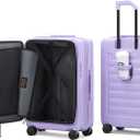 ROAMING 26-Inch Checked Luggage Expandable Front Opening Rolling Vacation Suitcase with Spinner Wheels and TSA Lock Cup Holder, PC Hard Shell Travel Trolley Case for Shout Business Trips purple
