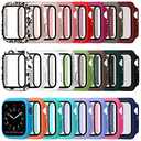 Sieral 18 Pcs Smart Watch Screen Protector Watch Bumper Case Hard Pc Case with Tempered Glass Screen Protective Cover Compatible with Iwatch for Men Women, Assorted Colors (45mm)