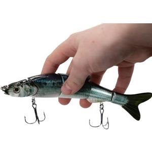 REAL FISH 6.5" The Intruder Multi Jointed Swimbait Bass Fishing Lure Bait Hard Slow Fast Sinking Life Like Gizzard Shad Minnow Bluegill Floating Slow Sinking (1) (BLUEBACK HERRING)