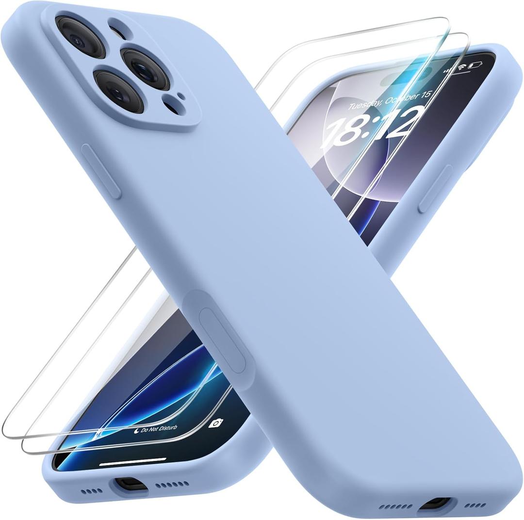 FlyReal Magnetic for iPhone 16 Pro Case, Compatible with MagSafe, (Integrated Silicone Camera Control Button) (Camera Protection) + Screen Protectors, Microfiber Lining Case 6.3", Light Blue
