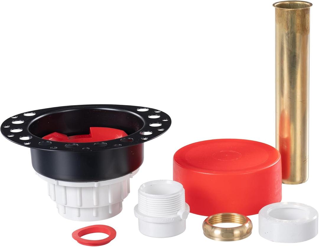 OS&B ITD5135 - Two Piece PVC Pipe Freestanding Tub Drain Kit & Rough-In - Easy Installation, Asymmetrical Deck Plate, Water, Air, & Smoke Testable - Designed for 8"/10" Joist Spaces & Tight Bathrooms