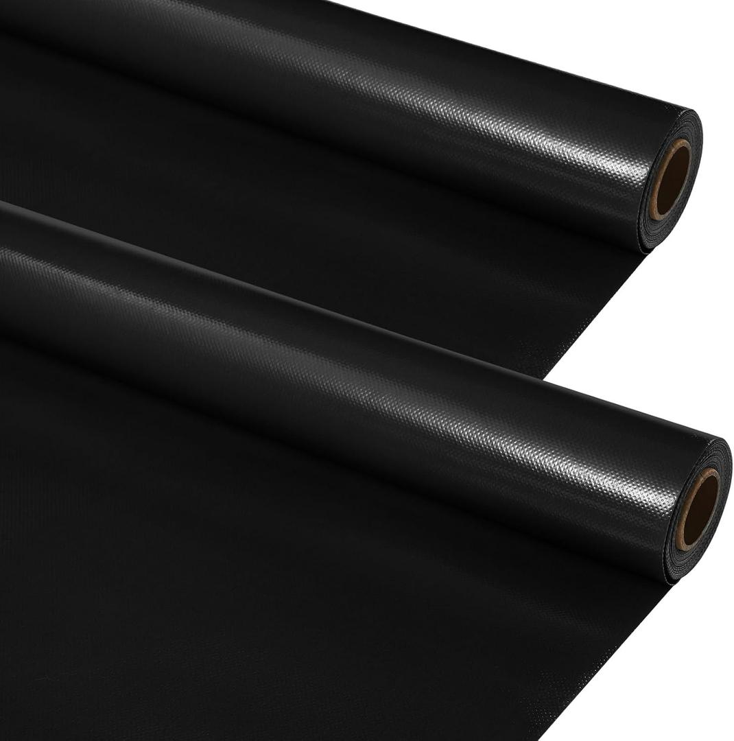 Kosiz 2 Rolls Black Fabric Bulletin Board Roll 4 x 12 ft Extra Large Non Woven Craft Waterproof Roll Fade Resistant Fabric Roll for DIY Craft Drawing Painting Classroom Decor