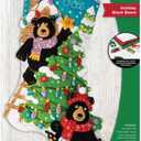 Bucilla Felt Applique 18" Stocking Making Kit, Holiday Black Bears, Perfect for DIY Arts and Crafts, 89622E
