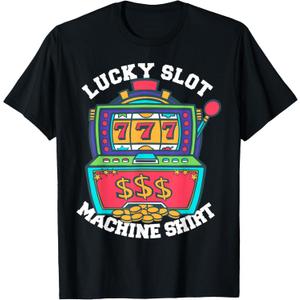 Lucky Slot Machine Tee Casino Las Vegas Gambling T-Shirt, XL