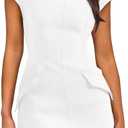 OFEEFAN Womens Summer Dress Mock Neck Short Sleeve Bodycon Party Club Mini Dresses (Medium, White)