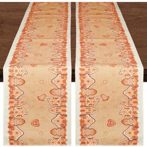 2 Pcs Christmas Gingerbread Table Runner Vintage 13'' x 72'' Merry Christmas Table Runner Xmas Decorations for Xmas Holiday Party Home Dining Kitchen Decor
