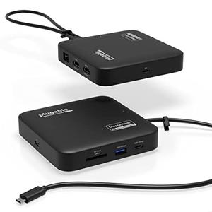 Plugable 7-in-1 USB-C DisplayLink Dock – Dual 4K HDMI (Requires DisplayLink Driver), 100W PD Charging, USB4 & Thunderbolt Compatible, Gigabit Ethernet, USB-A/C, SD Card – for Mac & Windows Laptops
