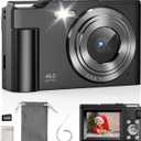 Digital Camera, FHD 1080P Kids Point and Shoot Camera with 16X Digital Zoom, Anti-Shake, Flash, 32GB Card, Portable Compact Travel Camera for Boys, Girls (Black)