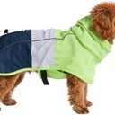 Spark Paws Dog Raincoat, Waterproof Windproof Rain Jacket, for Small Medium Large Extra Large Dogs, Reflective Breathable Full-Body Coverage Dry Suit - Neon White Navy Blue, S: 5-10lbs