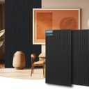 AKUMAX Wood Wall Panels-2 Wood Soundproof Slat Acoustic Panels for Wall and Ceiling-3D Wall Panels High Density Sound Dampening Panels (Black Oak)