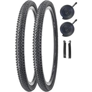 2 Pack Bike Tire 24 26 27.5 X 1.95 27.5 29 X 2.125 Inch Folding Replacement Bike Tire with Tire Levers Foldable Bead Wire Bicycle Tire for Mountain Bike