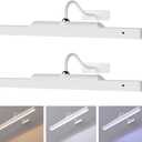 Cordless White Picture Lights for Wall Artworks - Wireless Remote, 3 Modes Dimmable 350LM Above Frame Lighting, 5000mAh Rechargeable Battery Wall Mount for Photo, Gallery, Paintings, Dartboard (2Pack - 16 in)