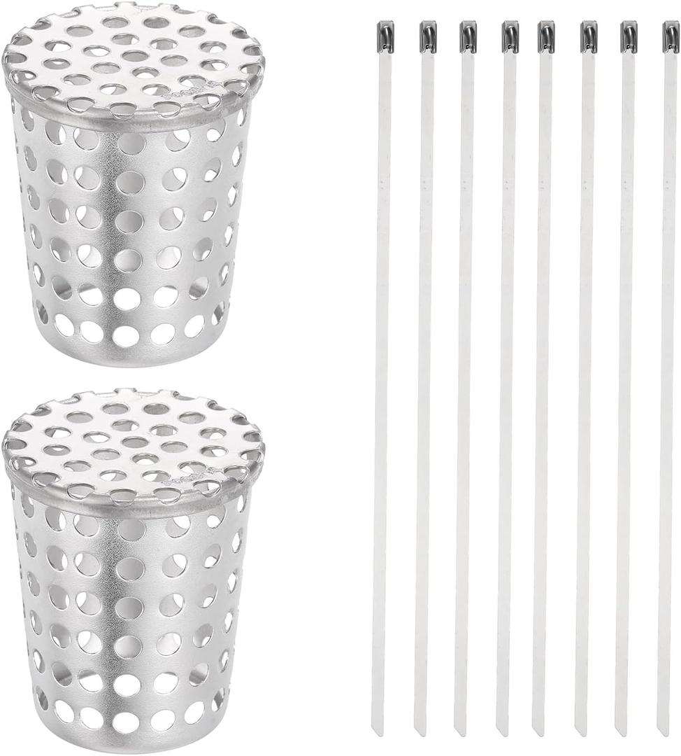 uxcell 2Pcs Gutter Downspout Guard Filter, 2 Inch Wide 304 Stainless Steel Gutter Downspout Mesh Screen with Cable Ties for Conical Exhaust Pipe Roof Vent Cover Strainer