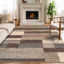 SUPERIOR Indoor Area Rug, Jute Backed, Modern Geometric Patchwork Floor Decor for Bedroom, Office, Living Room, Entryway, Hardwood Floors, Rockwood Collection, 5' x 8', Slate
