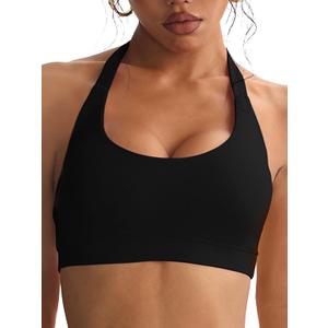 Sports Bras for Women Removable Padded Tank Tops Low Support Comfortable Open Back Workout Running Yoga Bra (M)