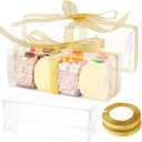 GTYOPR 36PCS 7x2.5x2.5inch Clear Favor Boxes, Plastic Party Favors Gift Box with Ribbons, Individual Candy Boxes Macaron Treat Cake Dessert