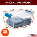 Tribello Clear Plastic Storage Bins with Lids Stackable Storage Bins (15 Quart)