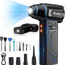 IVJ Compressed Air Duster, 180000RPM Super Power Cordless Electric Air Duster with LED Light Rechargeable 4 Gear Adjustable Mini Air Duster, Dust Blower for Computer, Keyboard, House, Outdoor and Car