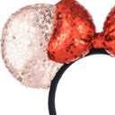 A Miaow 3D Black Mouse Sequin Ears Headband MM Glitter Butterfly Hair Clasp Park Supply Adults Women Girls Photo Accessory (Champagne and Red)