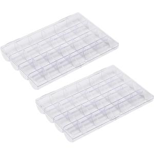 2 Pcs 24 Grids Clear Plastic Organizer Box Rhinestone Storage Organizer Box Nail Charm Box Craft Bead Storage Case Bead Display Container Earring Jewelry Organizer Container