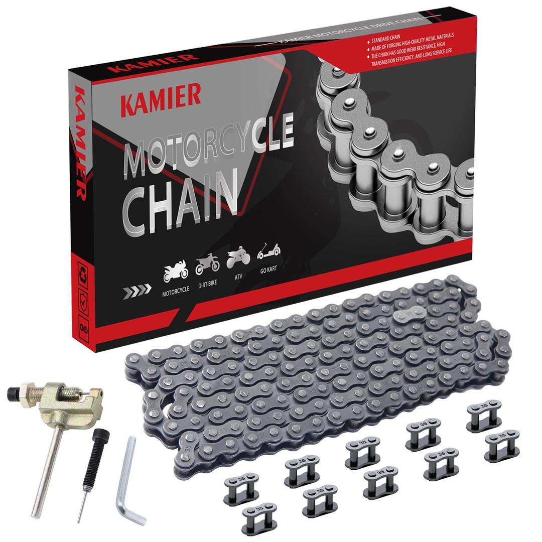 KAMIER #35 140 Links Drive Roller Chain Breaker for Coleman CT100U CC100X RB100 Baja Doodle Bug DB30 Mega Monster Moto MM-B80 MM-B105 Motovox 79cc 97cc 100cc 212cc 2.8hp Mini Bike Go Kart Cart Parts (Black, Black)