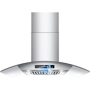 36 inch Island Range Hood 1200 CFM with 4-Speed Gesture Sensing & Touch Control, Ducted/Ductless Stainless Steel Ceiling Mount Kitchen Stove Vent Hoods with 4 LED Lights, Timer,Dishwasher-Safe Filters