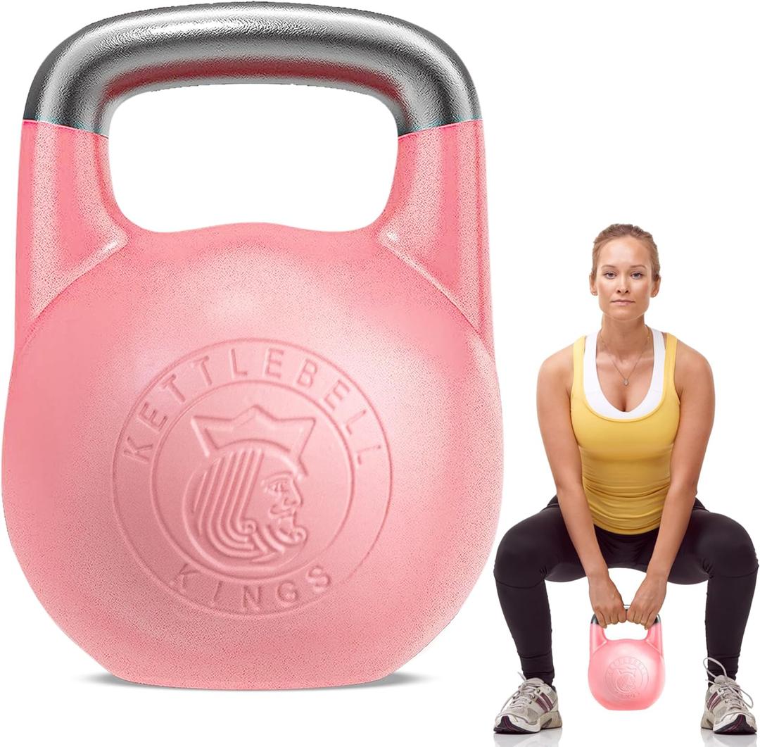 Kettlebell Kings Competition Kettlebells Weight (35mm handle) 8-48 KG - Hand weights Workout Gym Equipment and Strength training sets for Women and Men for Home Gym - Suitable for Repetition Workouts