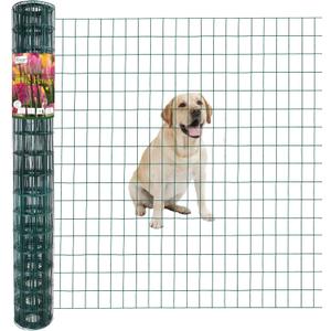FOREHOGAR Green PVC Coated Welded Wire Fence 48 Inch x 25 Foot, 2 Inch x 3 Inch 16GA, Garden Border Fencing Roll Vinyl Coating Metal Wire Mesh for Yard Vegetable Plant Protection Poultry Netting