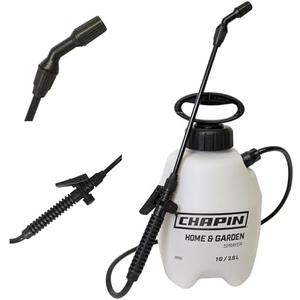 Chapin 16100 1-Gallon Made in USA Garden Pump Sprayer with Ergonomic Handle, Trigger Shut Off, Adjustable Cone Nozzle and in-Tank Filter, for Spraying Weeds, Insects, Fertilizers, Translucent White