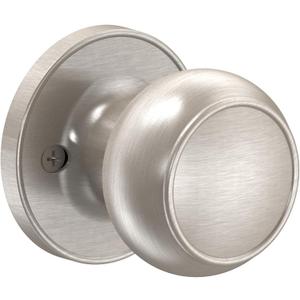 TICONN Round Door Knobs, Ball Door Knob with Dead Bolt, Door Handle Lock for Indoor Doors (1-Pack, Dummy - Front Mount, Satin Nickel)