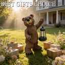 Solar Lantern Garden Statues Decor, 14" Large Outdoor Bear Figurine Lights for Yard Patio Decoration - Unique Christmas Housewarming Gifts for Grandma Wowen Mom Brown