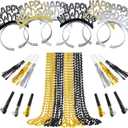 IMISHM New Year Party Favors Kit Happy New Year party supplies Include Headbands Beaded Necklaces Horns Blowouts NYE Party Supplies for Guests Celebrations Photo Props