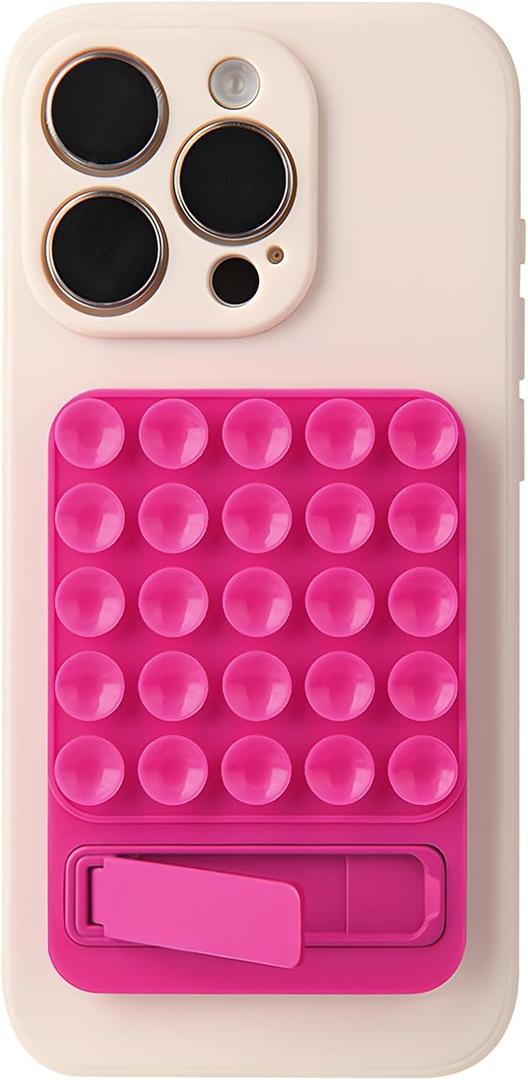 2 x Suction Phone Mount for Case, 2 in 1 Silicone Octo Cup Buddy Sticky Grip Holder for iPhone, Hands-Free Selfie/Video for TikTok Influencers, Women Gift Pink