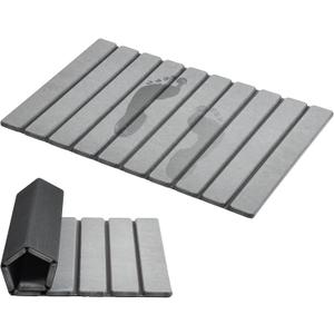 AWW Foldable Stone Bath Mat, Quick Dry Diatomaceous Earth Bath Mat with Non-Slip Mat, Super Absorbent, Easy to Clean, Compact for Small Bathrooms, 23.6 x 15.5, Grey