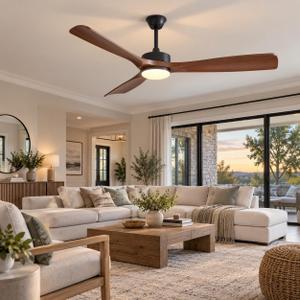 60 Inch Ceiling Fan with Light and Remote & APP Control, ABS Ceiling Fan with 3 Blades and Downrods, Reversible Quiet DC Motor, Farmhouse Ceiling Fans with Lights for Bedroom Living Room Patio Porch