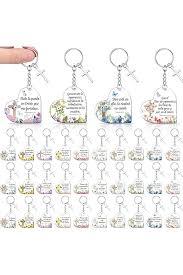 Sureio Christian Keychain Gift Bulk Religious Cross Bible Verse Acrylic Keychain Back To School Gift for Students VBS Church, 10