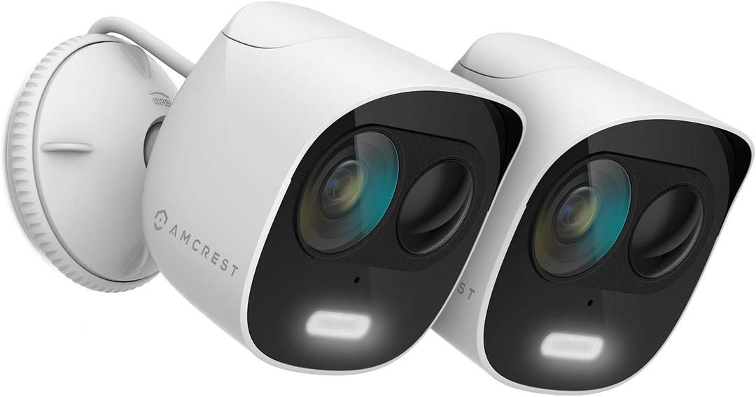 Amcrest 2-Pack ProHD 2-Megapixel Wireless Outdoor Security Camera, Deterrent Outdoor IP WiFi Camera - Full HD 1080P @30fps, IP65 Weatherproof, 33ft Nightvision, Two-Way Audio, 2PACK-ADC2W (White)