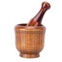 Wooden Mortar and Pestle Set - Household Kitchen Manual Garlic Masher Bowl Seasonings for Herbs,Crusher,Pill,Walnut Spices & Kitchen Essentials Usage