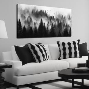 Foggy Forest Canvas Wall Art for Office Natural Landscape Wall Decor for Living Room Large Wall Art Bedroom Wrapped Canvas Ready to Hang 24 x 48 Inch