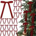 24 Pcs Velvet Bows for Christmas Tree Vintage Ribbon Bows for Crafts Garland Home Coquette Wedding Birthday Decor(5 x 7 Inch,Width of 5/8",Dark Red)