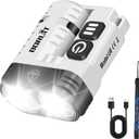 BORUIT U6 LED Small Powerful Flat EDC Flashlight with Clip,Super Bright USB A/C-C Rechargeable Mini Pocket Keychain Flash Light with White Warm Red Light,10 Modes,IP68 Waterproof,Magnetic