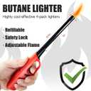 4 Pack Lighter Refillable Butane Lighters, Long Lighters for Candle Camping Fireplace Party BBQ Grill(Fuel Not Included)