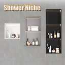 Wall Insert Niche Shelf, Recessed Vertical Shower NicheShower Niche No Tile Needed, Stainless Steel Wall Nichefor Bathroom, Kitchen(Black,70 * 28cm/27.5 * 11in)