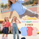 3 Pack Girls' Short Sleeve T-Shirts Loose Fit Crew Neck Tops Raglan Curve Hem Shirts Casual Kids Basic Tees 5-14Y