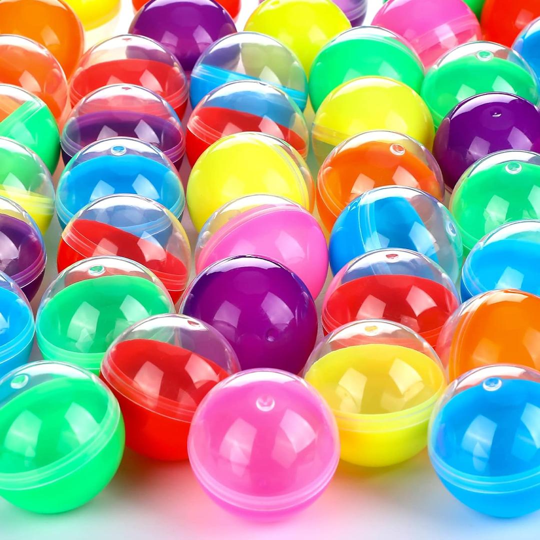 Sosation 150 Pcs 1.77 Inch Gumball Vending Machine Capsules Empty Round Capsules Plastic Containers Toy Supplies for Prizes Party Favors (['Yellow', 'Orange', 'Pink', 'Red', 'Green', 'Light Blue', 'Purple', 'White'])