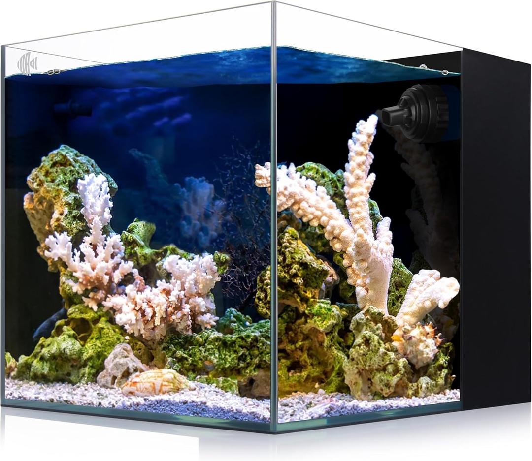 Coralland 8-Gallon Saltwater Aquarium - Ultra Clear Low Iron Glass, 45 Angled Joint Design, Crystal Clear Viewing, Perfect for Marine Fish & Reef Tanks & Freshwater