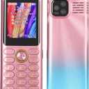 ASHATA Unlocked 2G GSM Basic Phone with 3 SIM Card Support, 2.2 Inch Screen, Stereo Speakers, Long Lasting Battery, Slim Design, Multifunctional Senior Cellphone (Pink)