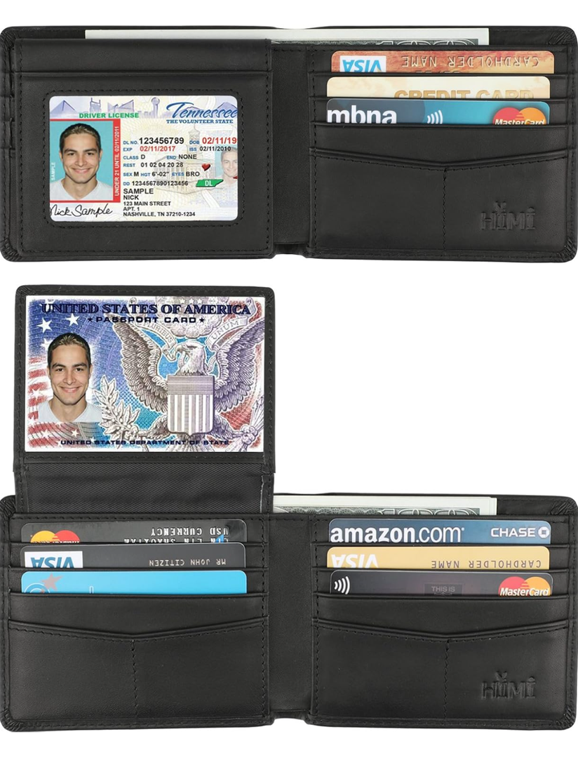 Wallet for Men-Genuine Leather RFID Blocking Bifold Stylish Wallet With 2 ID Window