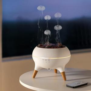 Dynamic Jellyfish Air Humidifier & Jellyfish Essential Oil Diffuser for Home,Office, Yoga - 7 Color-Changing Lights Remote Control 4H/8H Timer Setting, Auto Shut-Off 250ml