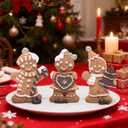 Hodao Christmas Gingerbread Figurines Set of 3, Cute Gingerbread Men Holding Heart, Candy Cane & Christmas Tree, Holiday Party Tabletop Decoration for Home, Kitchen, Living Room Decor (Brown-1)